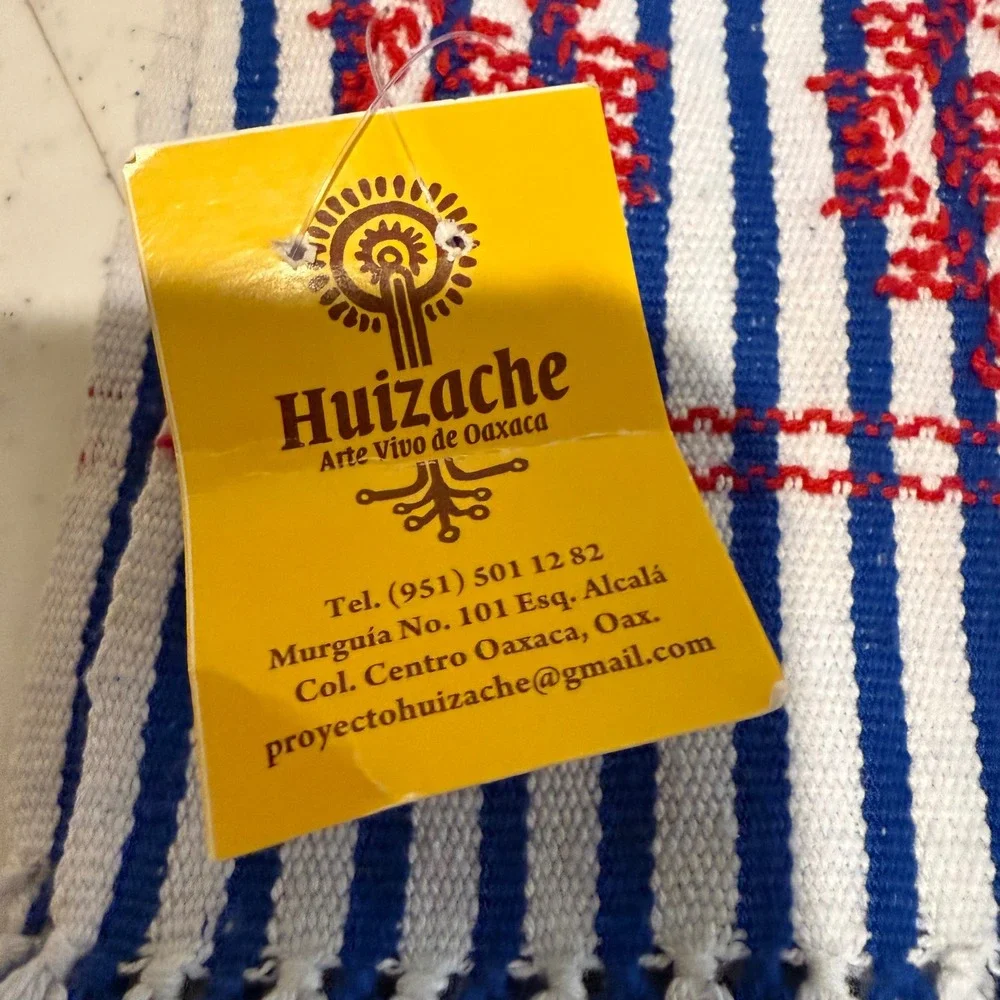 Huizache Arte Vivo de Oaxaca Servilleta Napkin OS Blue‎ White NEW Mexican Folk